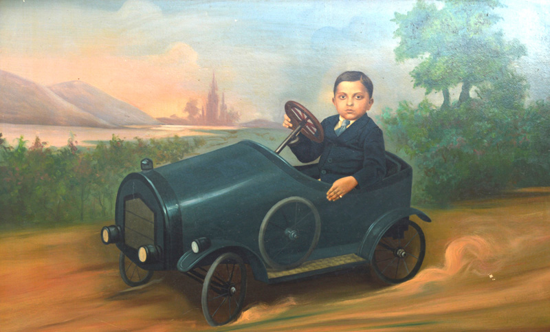Boy with toy car
