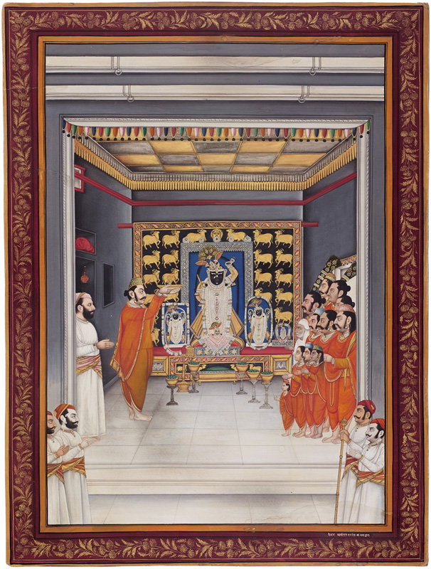 Maharana Fateh Singh attending Manorath of five swarups at Nathdwara