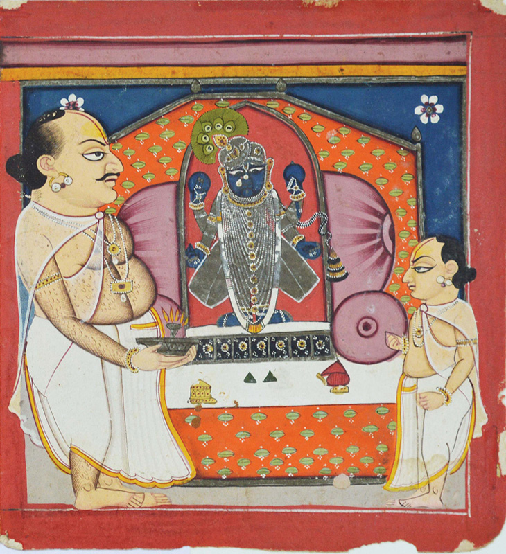 Tilkayat performing seva of Mathureshji
