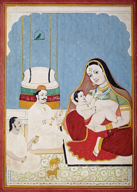 Govardhanlalji venerating the infant Krishna
