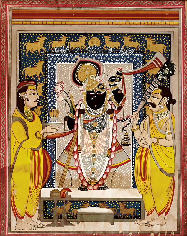 Govardhanlalhji performing Aarti of Shrinathji