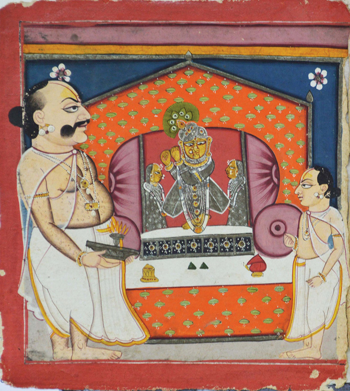 Tilkayat performing seva of Madanmohanji