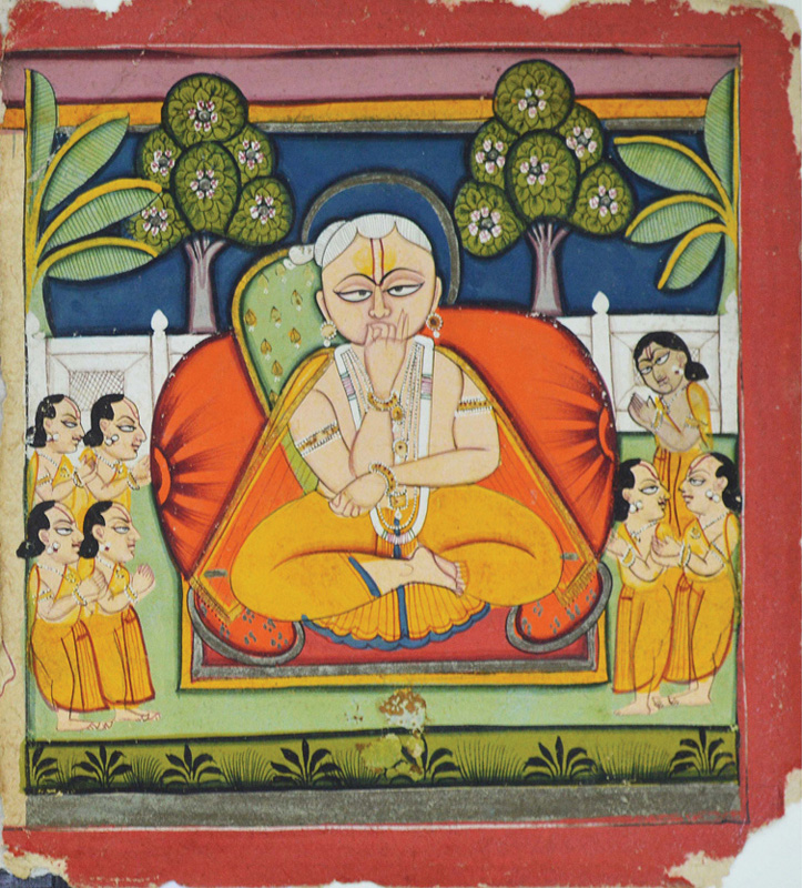 Vitthalnathji and his seven sons, performing Pranayama