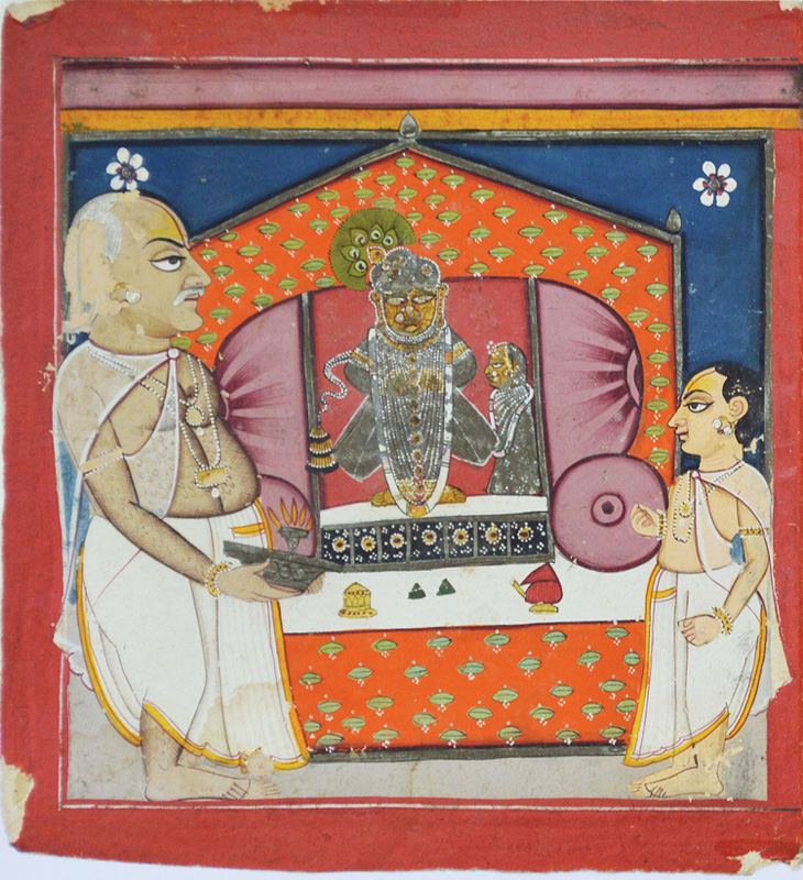 Goswami Damodarji performs aarti to Vitthalnathji